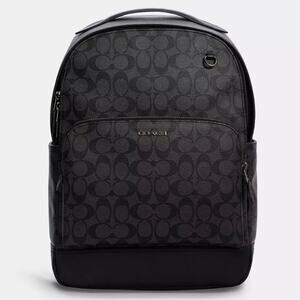 Coach Graham Backpack In Signature Canvas Gunmetal/Charcoal/Black - Flawed